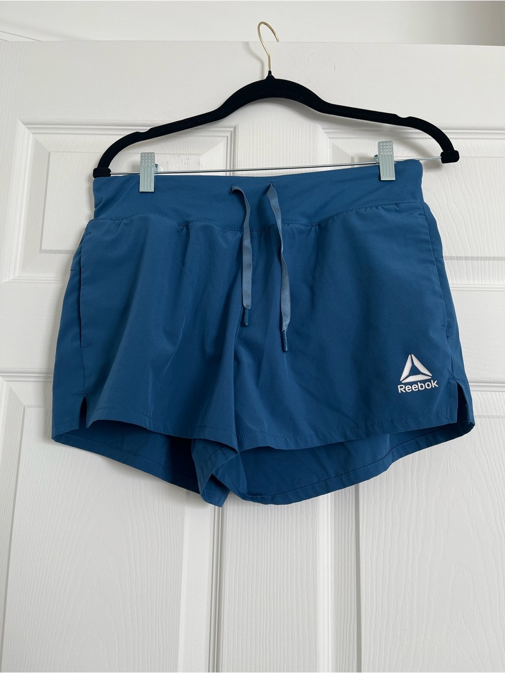 Reebok Teal-Blue Athletic Running Shorts with Drawstring